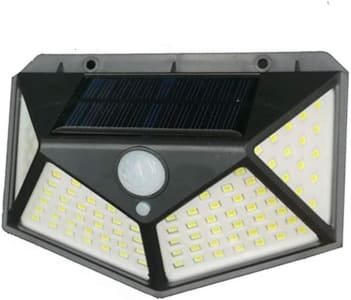 Luminária Energia Solar Parede 100 Led Sensor Presença 3 Funções Lampada