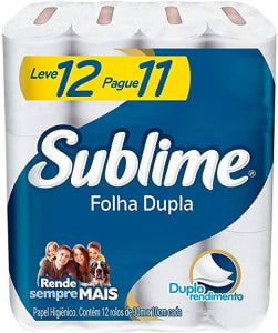 Papel Higiênico Sublime Folha Dupla, 12 Rolos