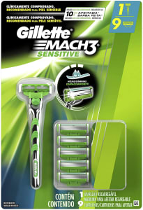 Aparelho de Barbear Gillette Mach3 Sensitive + 9 cargas - Gillette