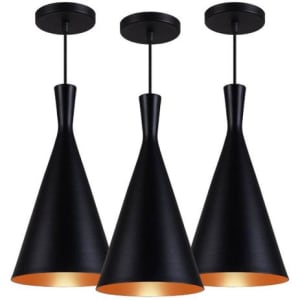 Kit 3 Pendente Luminária Tom Dixon Funil Canadá Preto Com Cobre  AS LUMINARIAS - Magazine Ofertaesperta