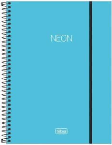 Caderno Capa Plástica Universitário 1x1 Neon Azul 80 Fls Tilibra