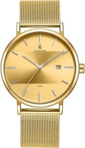Relógio Feminino De Pulso Minimalista Dourado Aço Inoxidável 33mm Vanglore 3288b Selecty Social Esporte Fino