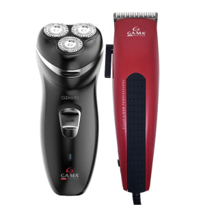 Kit Máquina de Cortar Cabelo Gama GM 587 Plus 220V + Barbeador Gama Italy 3 Lâminas GSH880 Bivolt - Vermelho