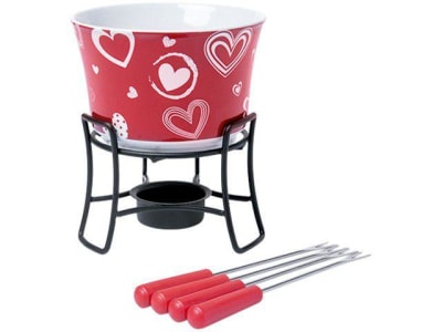 Aparelho de Fondue Cerâmica Brinox Vermelho - 6 Peças 1256/104