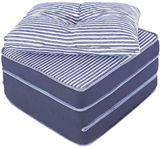 Puff Multiuso 3 Em 1 + Travesseiro Jacquard Azul Solteiro BF Colchões