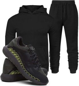 Kit Moletom Blusa e Calça Masculino Algodão Conforto + Tenis Masculino SPEED Conforto - Preto/PretoVerde - P/39