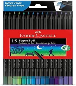 EcoLápis de Cor Faber-Castell, Supersoft Tons Frios, 120715SOFTCF, 15 cores