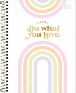 Caderno colegial capa dura 1x1 80 folhas Happy Colors Tilibra