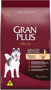 Ração Granplus Menu Cães Adultos Frango e Arroz 15kg