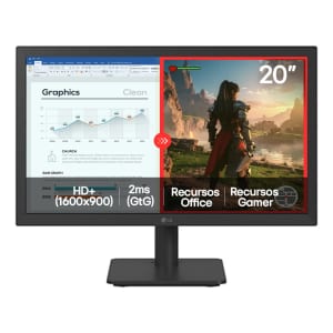 Monitor LG LED Home & Office 20U401A-B Tela 20 HD+ LG Switch Modo leitura e Flicker Safe HDMI VGA 2ms (GtG) 75H