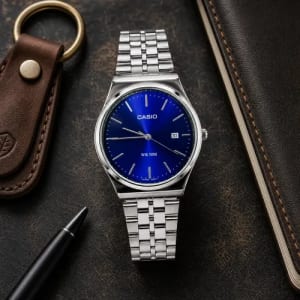 Relógio Casio A180 Vintage Redondo Premium Edição Prata Azul