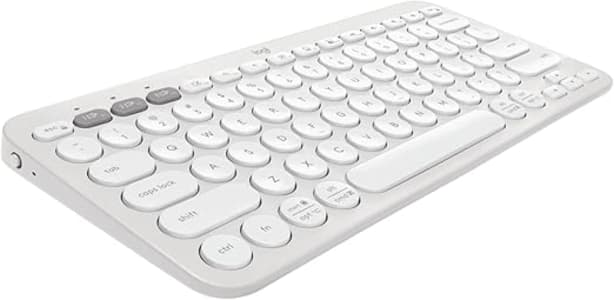 Teclado sem fio Logitech Pebble Keys 2 K380s com Conexão Bluetooth Easy-Switch e Pilha Inclusa - Compatível com PC, Mac, Chrome OS, Android, iOS e Apple TV, Layout US - Branco