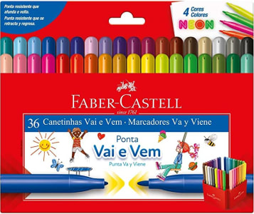 Canetinha Hidrográfica Faber-Castell 15.0136VVZF Vai E Vem 36 Cores Neon