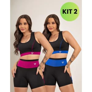 2 Conjunto Fitness Feminino Top E Short De Academia
