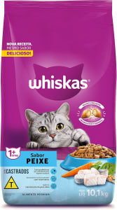 Ração Whiskas Para Gatos Adultos Castrados Peixe 10,1Kg