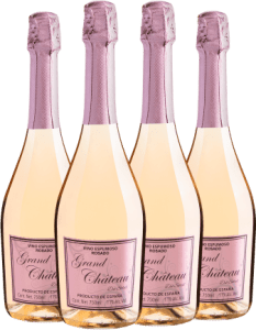 Kit 4 Grand Château du Soleil Vino Espumoso Rosado Brut por R$34,90 cada garrafa