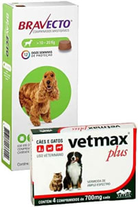 Antipulgas Bravecto Cães 10 A 20kg + Vermifugo Vetmax