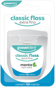 Fio Dental Classic Floss Extra Fino 125 M, Menta, Power Dent, Power Dent