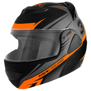 Capacete Escamoteável V-Pro Jet3 Preto E Laranja Pro Tork - Tam 60