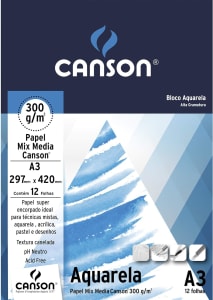 Bloco Aquarela A3 300g com 12 Folhas Canson