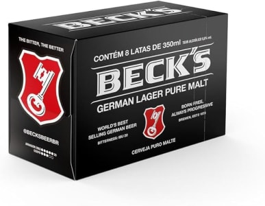 2 Packs - Cerveja Becks Lata Sleek 350ml - com 08 unidades