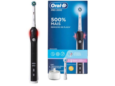 Escova de Dente Elétrica Recarregável Oral-B - Pro 2000 2 Refis - Magazine Ofertaesperta