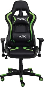 Cadeira Gamer Reclinável Moob Thunder Com Almofadas para Lombar e Pescoço (Preto/Verde)