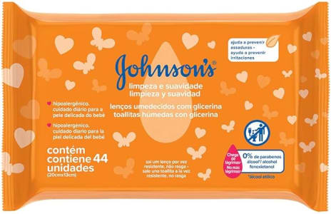 Johnson's Baby Lenços Umedecidos Limpeza e Suavidade,44un