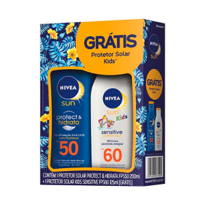 Protetor Solar Nivea Sun Protect & Hidrata FPS 50 Loção 200ml + Protetor Solar Kids FPS 60 125ml