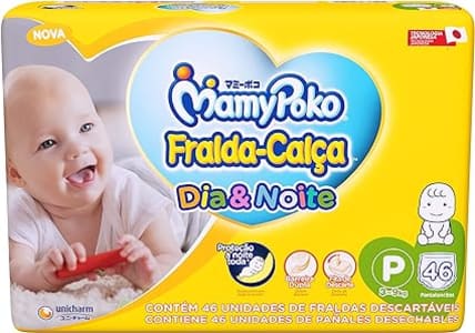 MamyPoko Fralda-Calça Dia & Noite Tamanho P 46 Branco