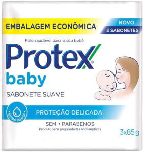 Protex Sabonete Em Barra Para Bebê Baby Delicate Care 85G 3 Unidades
