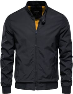 CNSTORE Jaqueta Masculina Com Zíper Gola Softshell Casual, Tamanhos PP ao XGGG (Disponível Em 3 Cores)