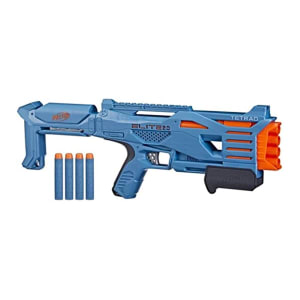 Lançador de Dardos Nerf 2.0 Tetrad 4 Turbos Azul Hasbro