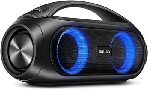 Caixa de Som Boombox AIWA Bluetooth IPX5 Luzes Multicores com alça - AWS-BBS-02