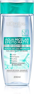 2 Unidades — L'Oréal Paris Água Micelar Efeito Matte Solução de Limpeza Facial 5 em 1, 200ml