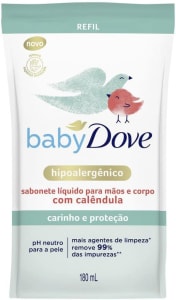 Sabonete Líquido com Calêndula Carinho e Proteção Mãos e Corpo Dove Baby Sachê 180ml Refil, Baby Dove