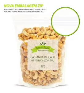 1kg Castanha De Caju Torrada W1 Inteira Premium - Com Sal