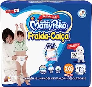 Fralda-Calça MamyPoko Tamanho XXG, embalagem Jumbinho, 18 unidades, Branco