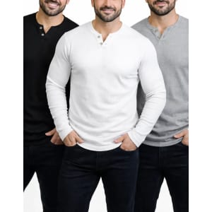 Kit 3 Camisetas Henley Slim Manga Longa