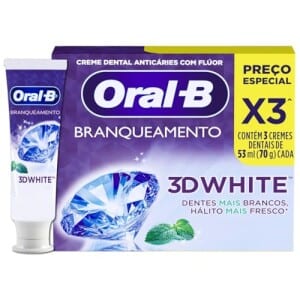 Pack 03 un. Creme Dental Clareador Oral-B 3D White Brilliant 70g
