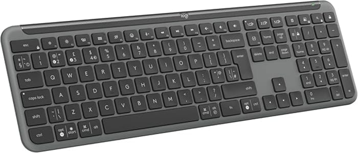 Teclado sem fio Logitech Signature Slim K950 Com Easy-Switch para até 3 dispositivos, Digitação Silenciosa, Conexão Bluetooth ou Receptor USB Logi Bolt Incluso e Layout US INTL - Grafite