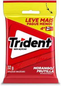 Chiclete Trident Morango 32g - Pacote Com 4 embalagens