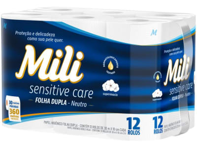 Papel Higiênico Folha Dupla Mili Sensitive Care - 12 Rolos 30m - Papel Higiênico - Magazine PromobitoficialLogo LuLogo Magalu