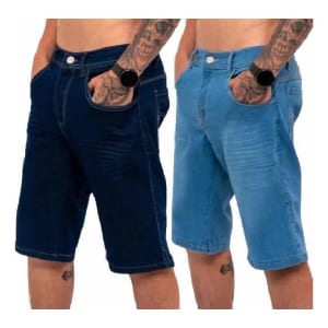Kit com 2 Bermudas Jeans Slim Fit