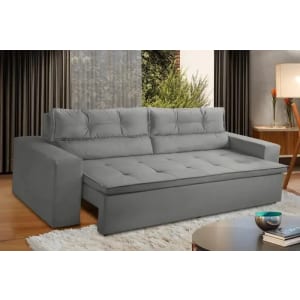 Sofá Retrátil E Reclinável Com Molas 1,80m Vegas Suede Cinza