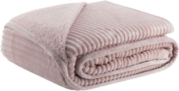 Cobertor King Kacyumara, em Flannel e Sherpa 2,40x2,60m (Rose Lugano)