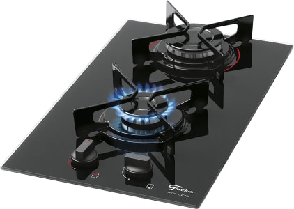 Cooktop Fischer 2 Bocas Fit Line Gás Mesa Vidro Preto Bivolt