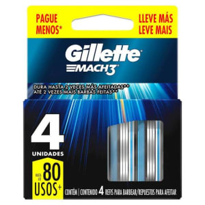 Carga para Aparelho de Barbear Gillette Mach3 - Leve 4 Pague 3