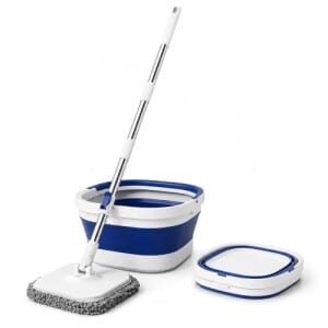 Mop Giratório 360° com Balde e 3 Refis de Microfibra,Limpeza Prática Sem Contato com Água Suja