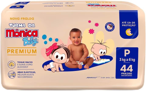 Turma da Mônica Baby Premium Econômica P - 44 Unidades